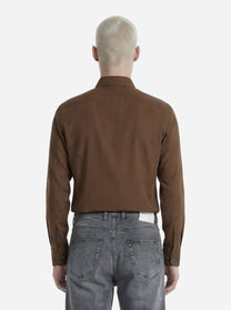 Camicia in pura seta marrone