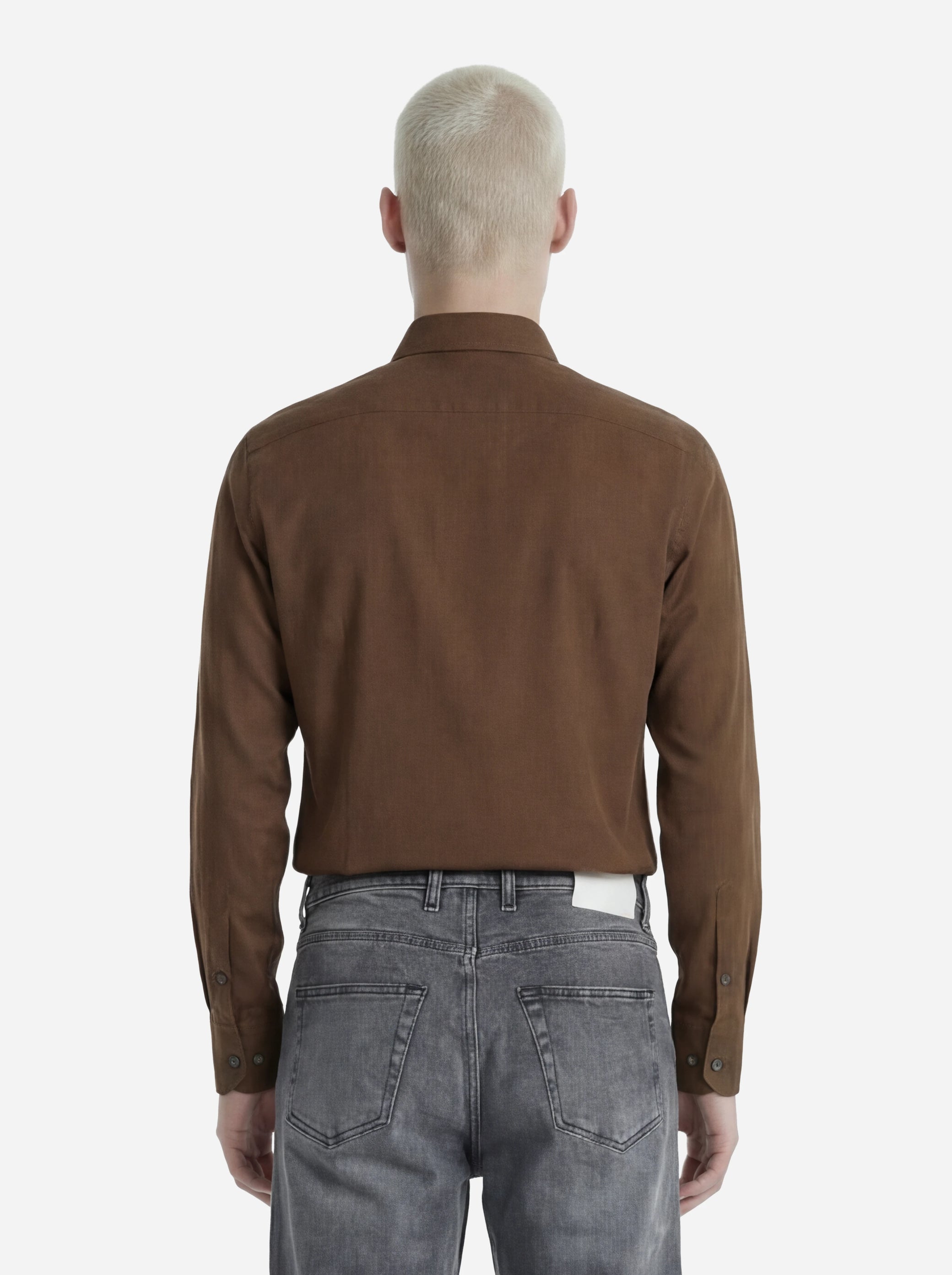 Camicia in pura seta marrone