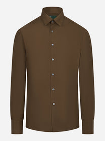 Camicia in pura seta marrone