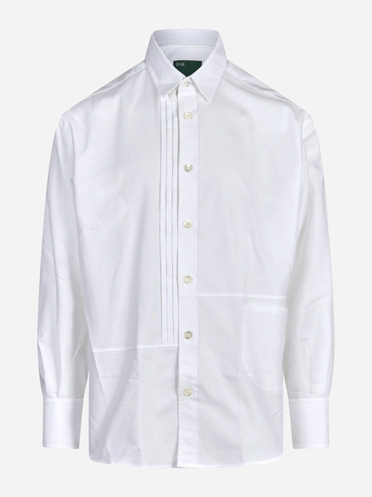 Camicia in cotone con pieghe sul davanti bianca ON ME THE SHIRT - vista frontale