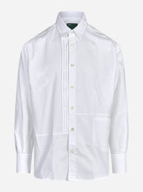 Camicia in cotone con pieghe sul davanti bianca ON ME THE SHIRT - vista frontale