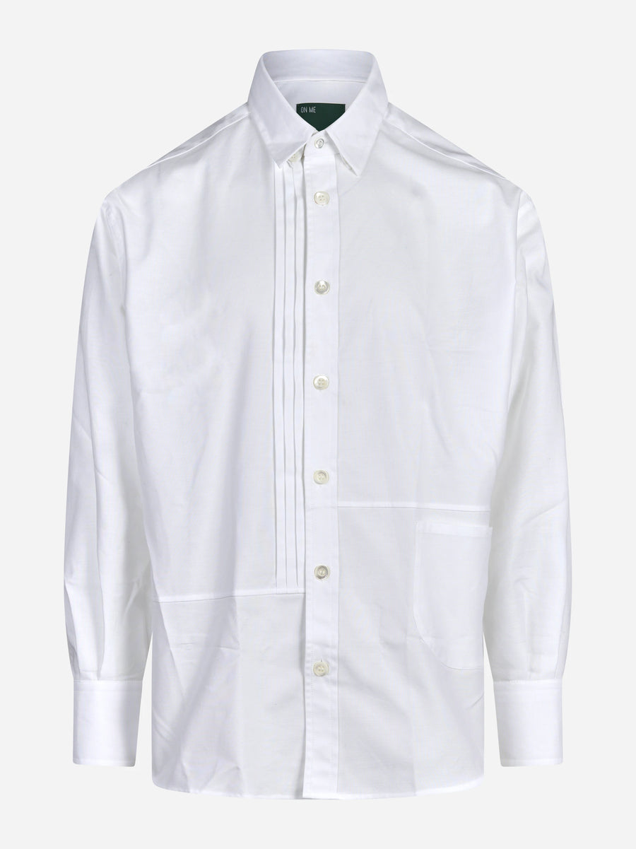 Camicia in cotone con pieghe sul davanti bianca ON ME THE SHIRT - vista frontale