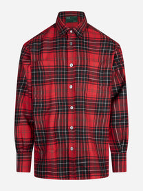 Camicia in lana vergine a quadri rossa ON ME THE SHIRT - vista frontale