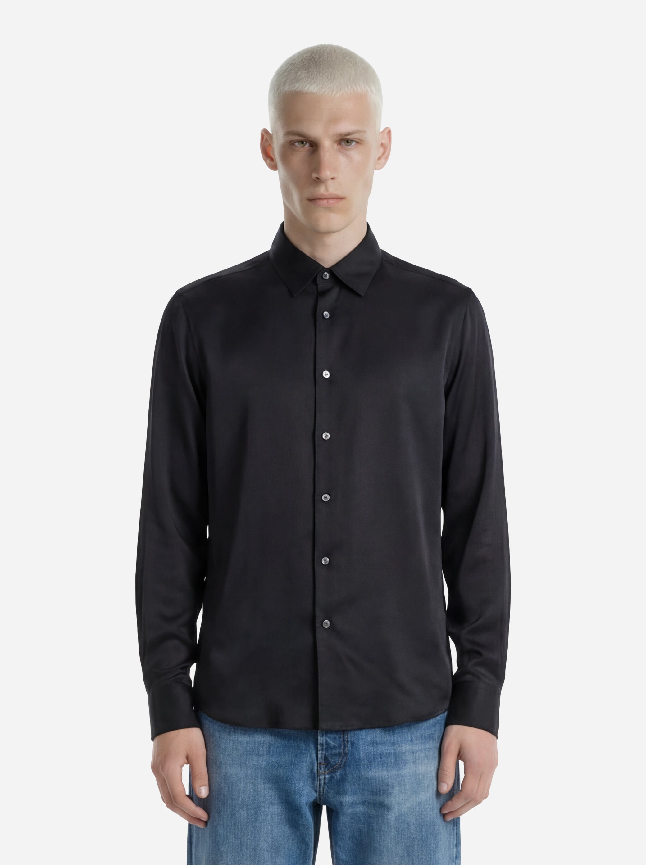 Camicia in pura seta nera