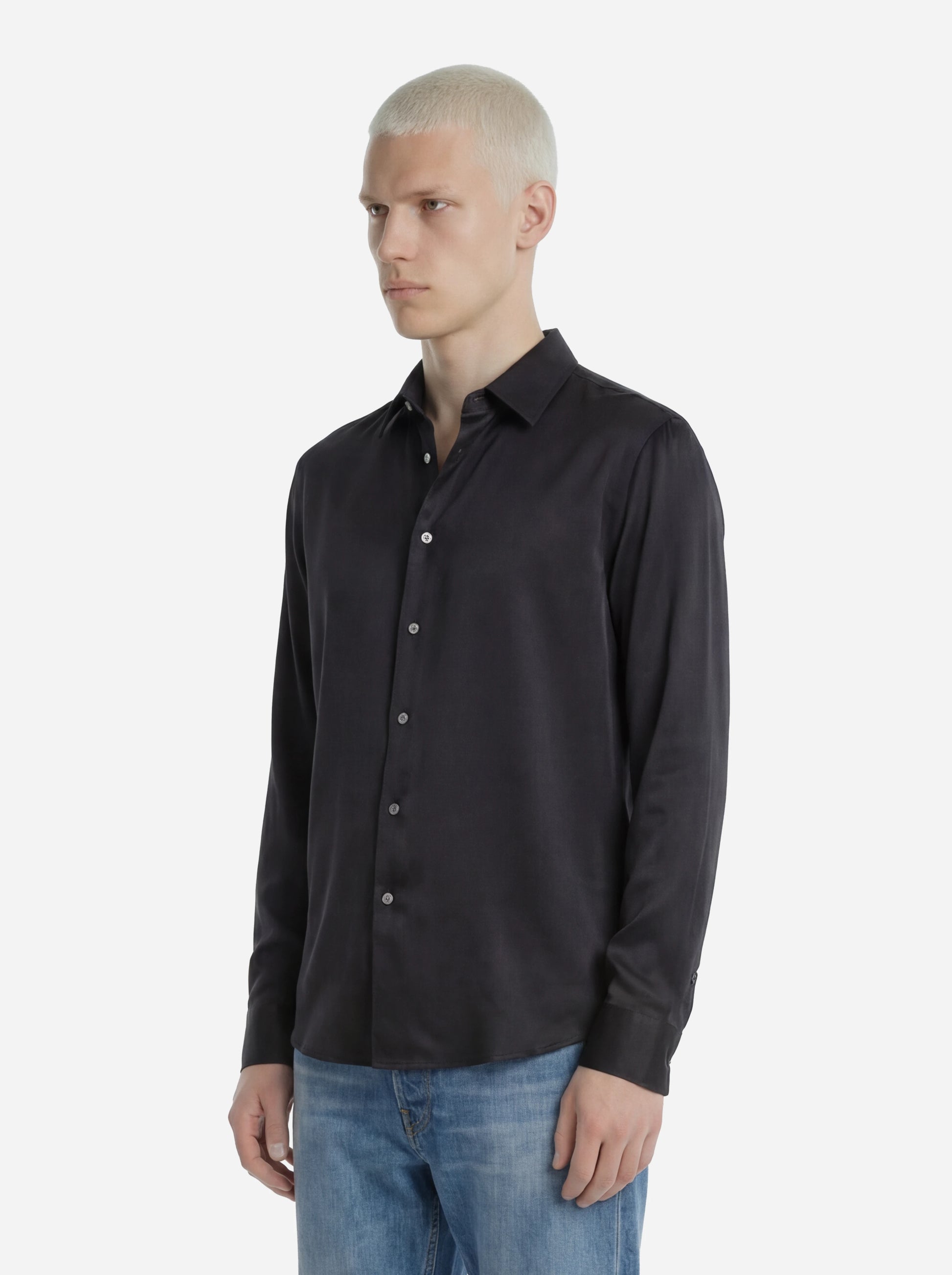 Camicia in pura seta nera