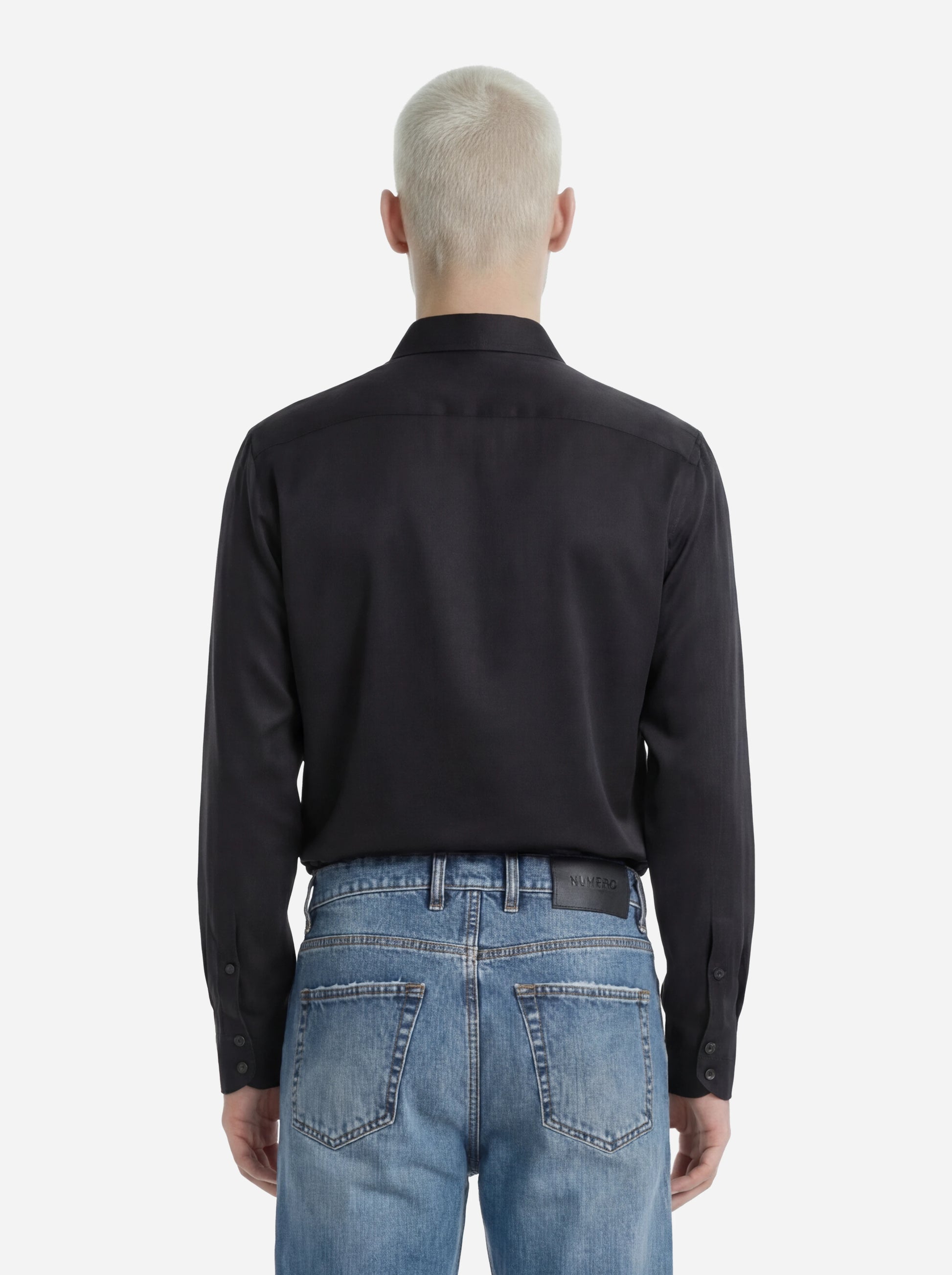 Camicia in pura seta nera