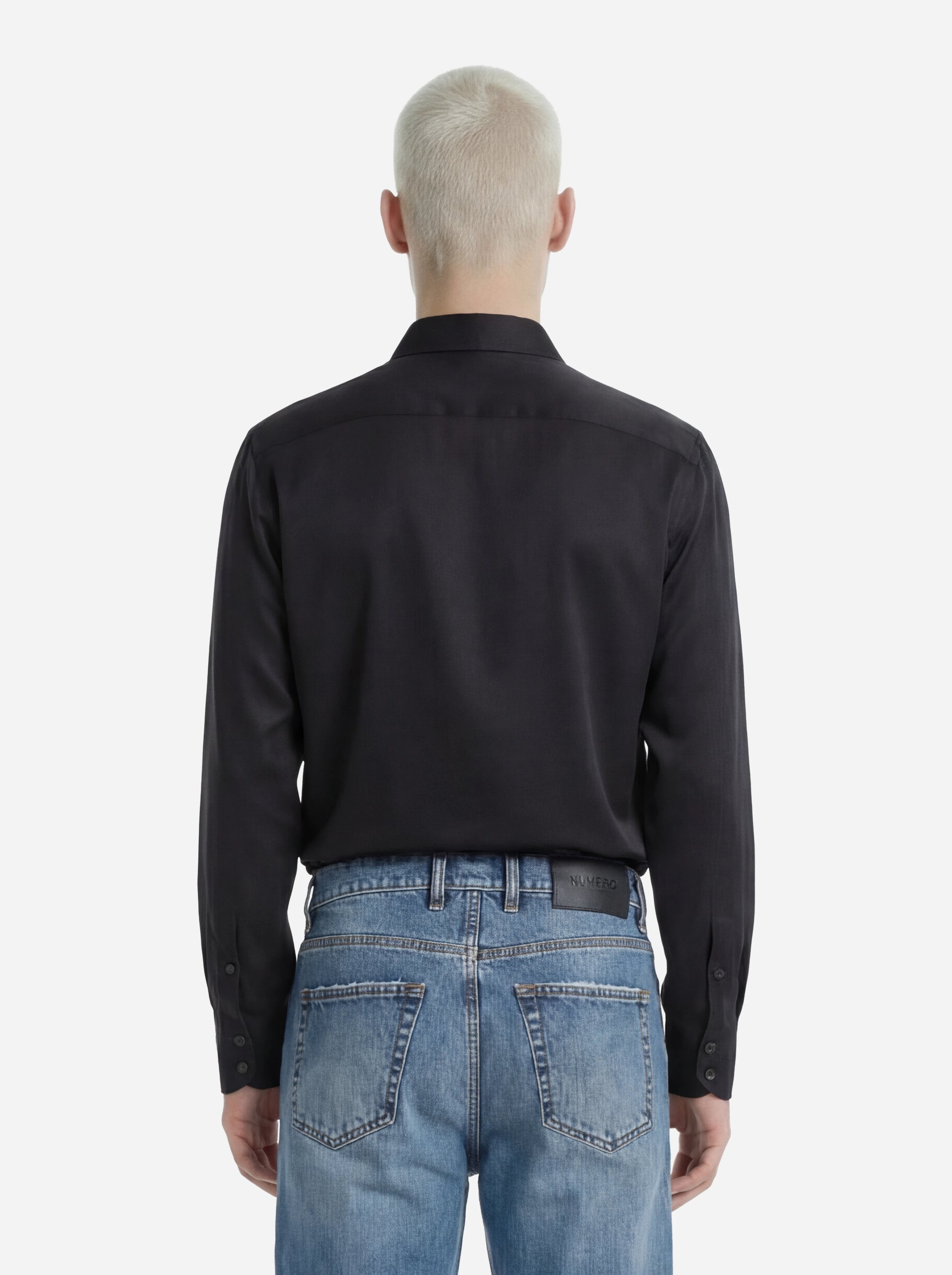 Camicia in pura seta nera