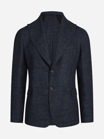 Blazer monopetto La Mamma check blu - vista frontale