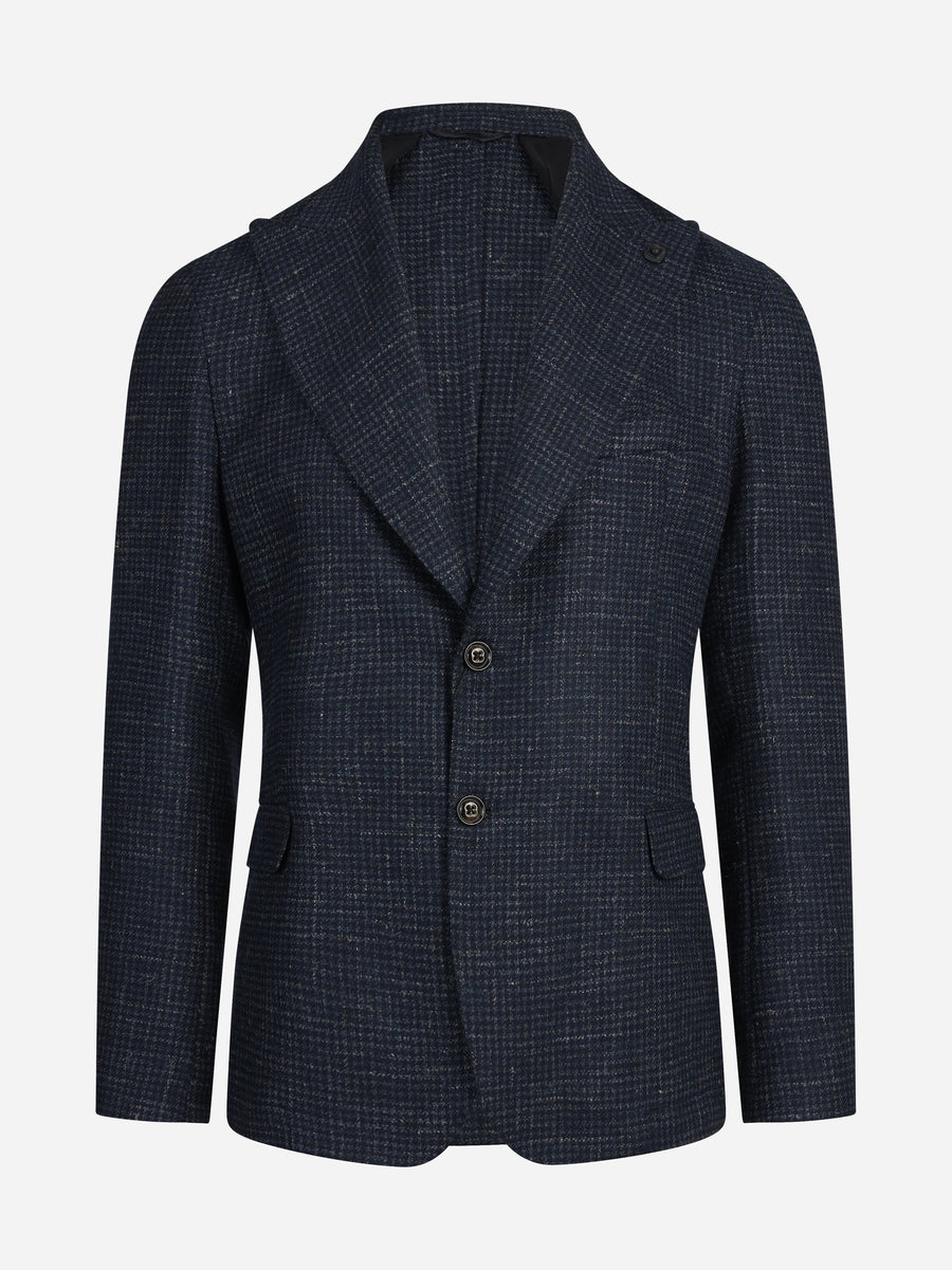 Blazer monopetto La Mamma check blu - vista frontale