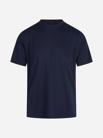 T-shirt in cotone, Tencel e lana merino blu OUT FIT - vista frontale