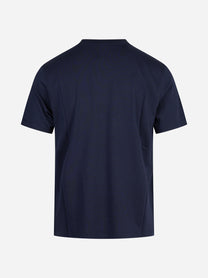 T-shirt in cotone, Tencel e lana merino blu OUT FIT - vista posteriore