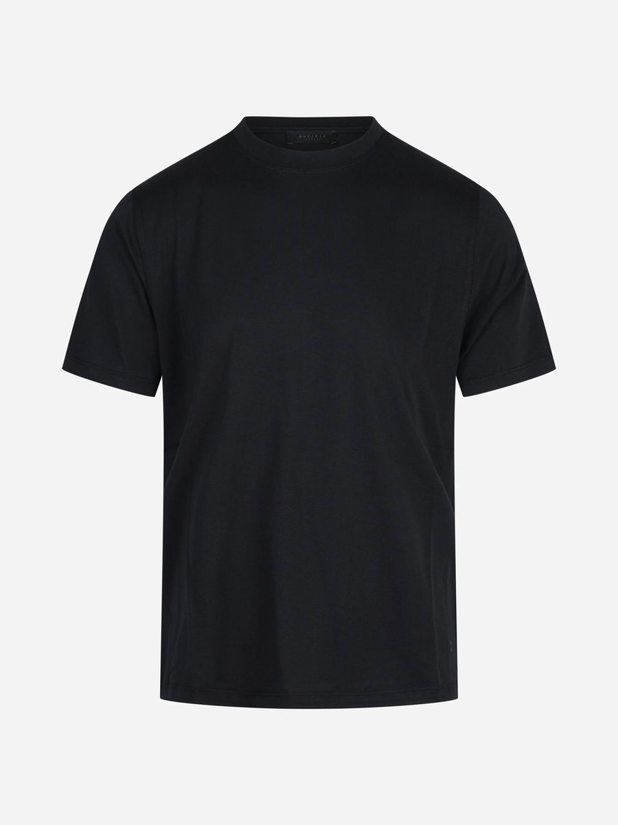 T-shirt in cotone, Tencel e lana merino nera OUT FIT - vista frontale