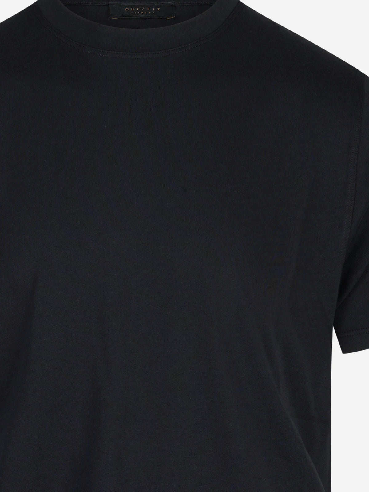 T-shirt in cotone, Tencel e lana merino nera OUT FIT - dettaglio