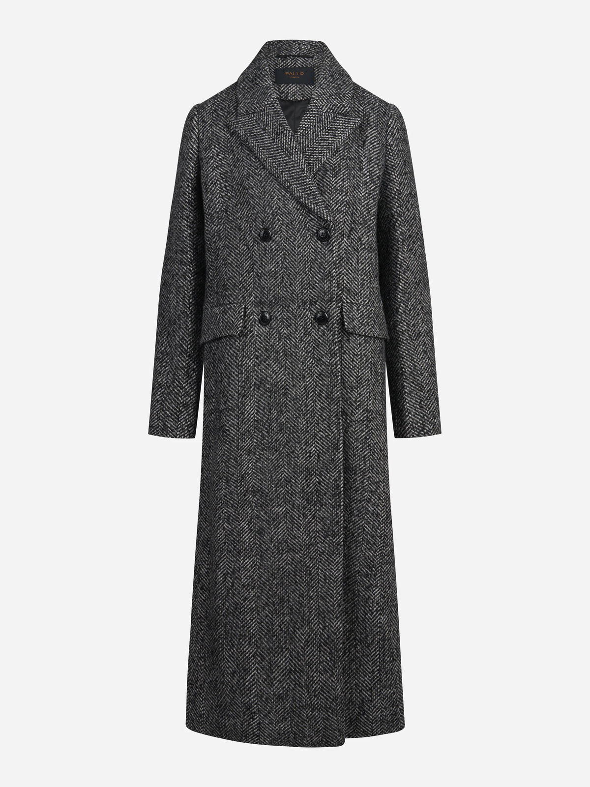 Cappotto Domitilla Neo spigato nero e bianco - vista frontale
