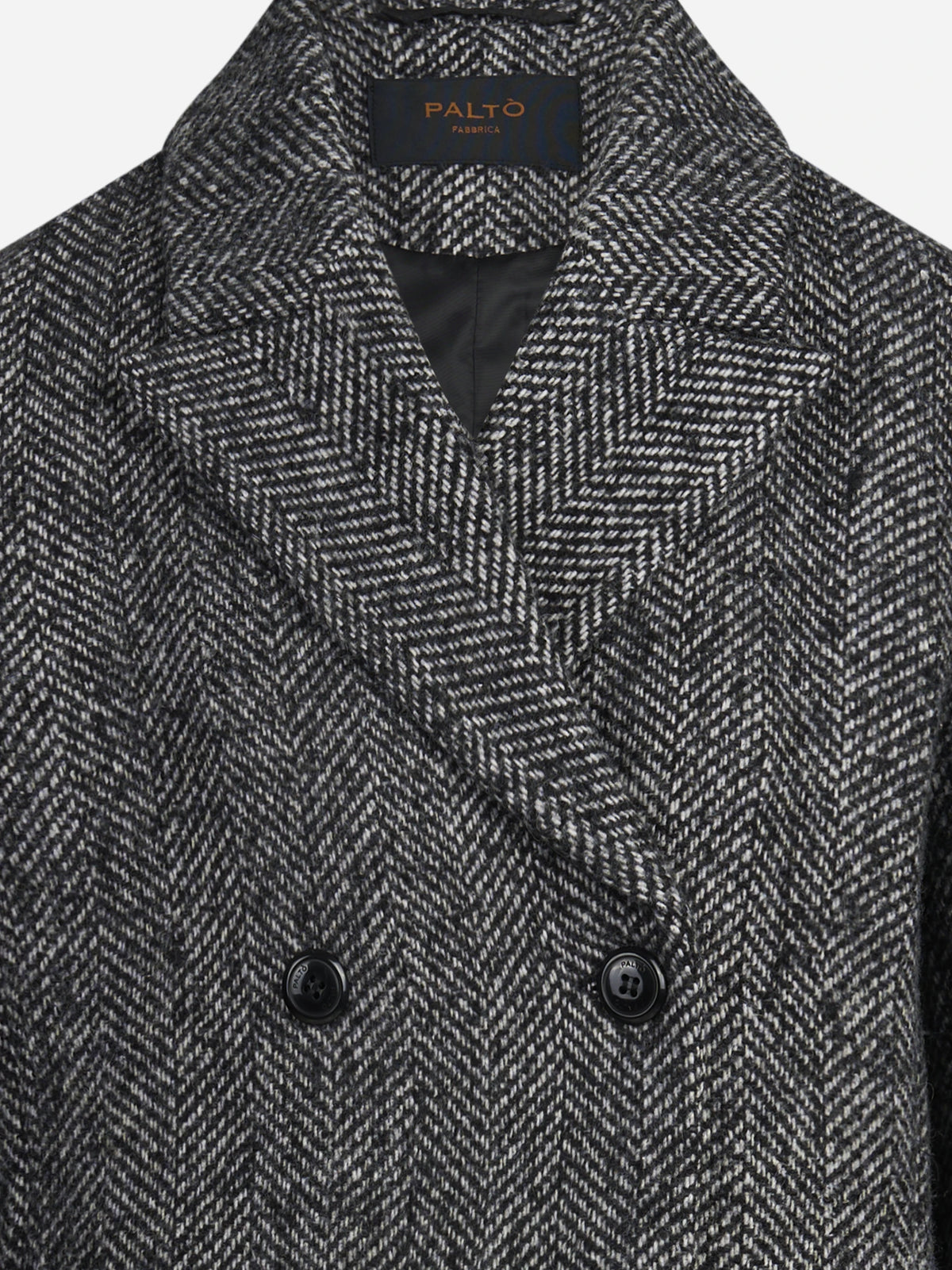 Cappotto Domitilla Neo spigato nero e bianco - dettaglio del prodotto