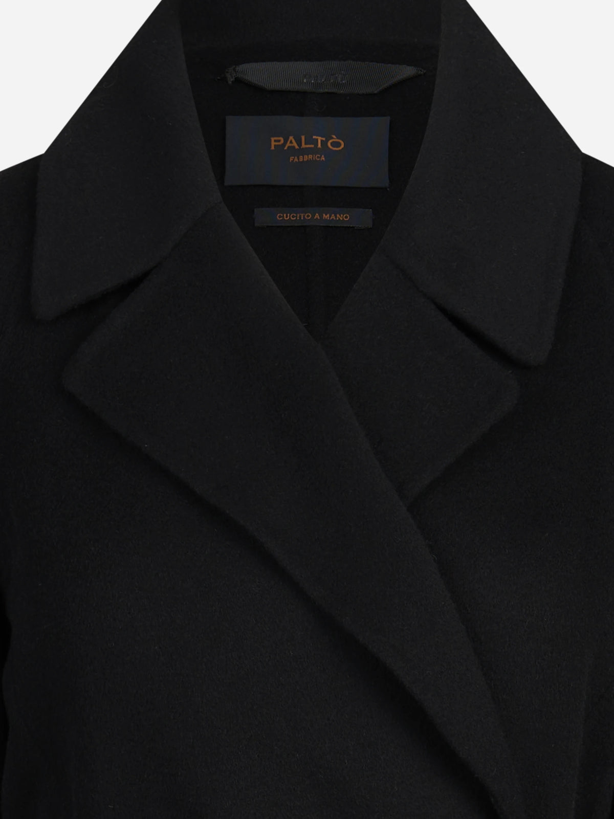 Cappotto Paola DB con cintura nero - dettaglio del prodotto