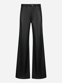 Pantalone Amber Dondup in pelle nera wide leg - fronte
