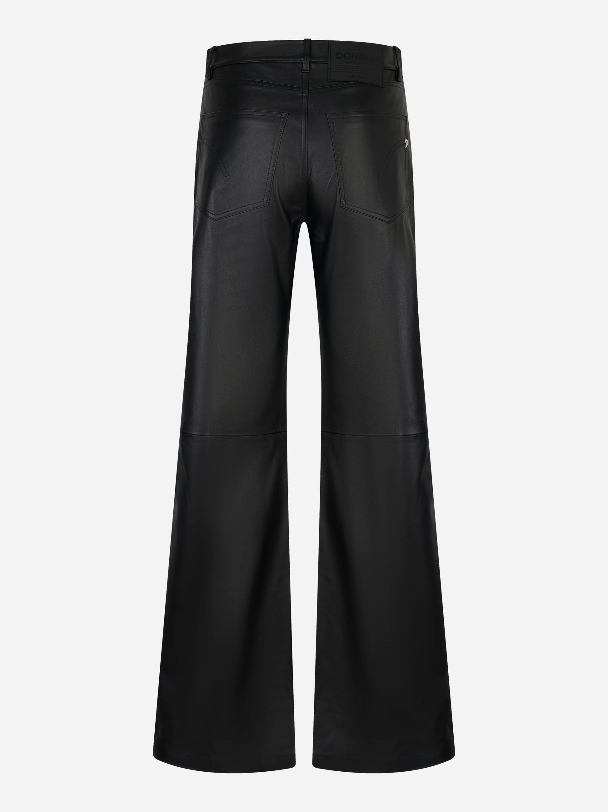 Pantalone Amber Dondup in pelle nera wide leg - retro