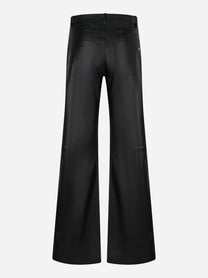 Pantalone Amber Dondup in pelle nera wide leg - retro