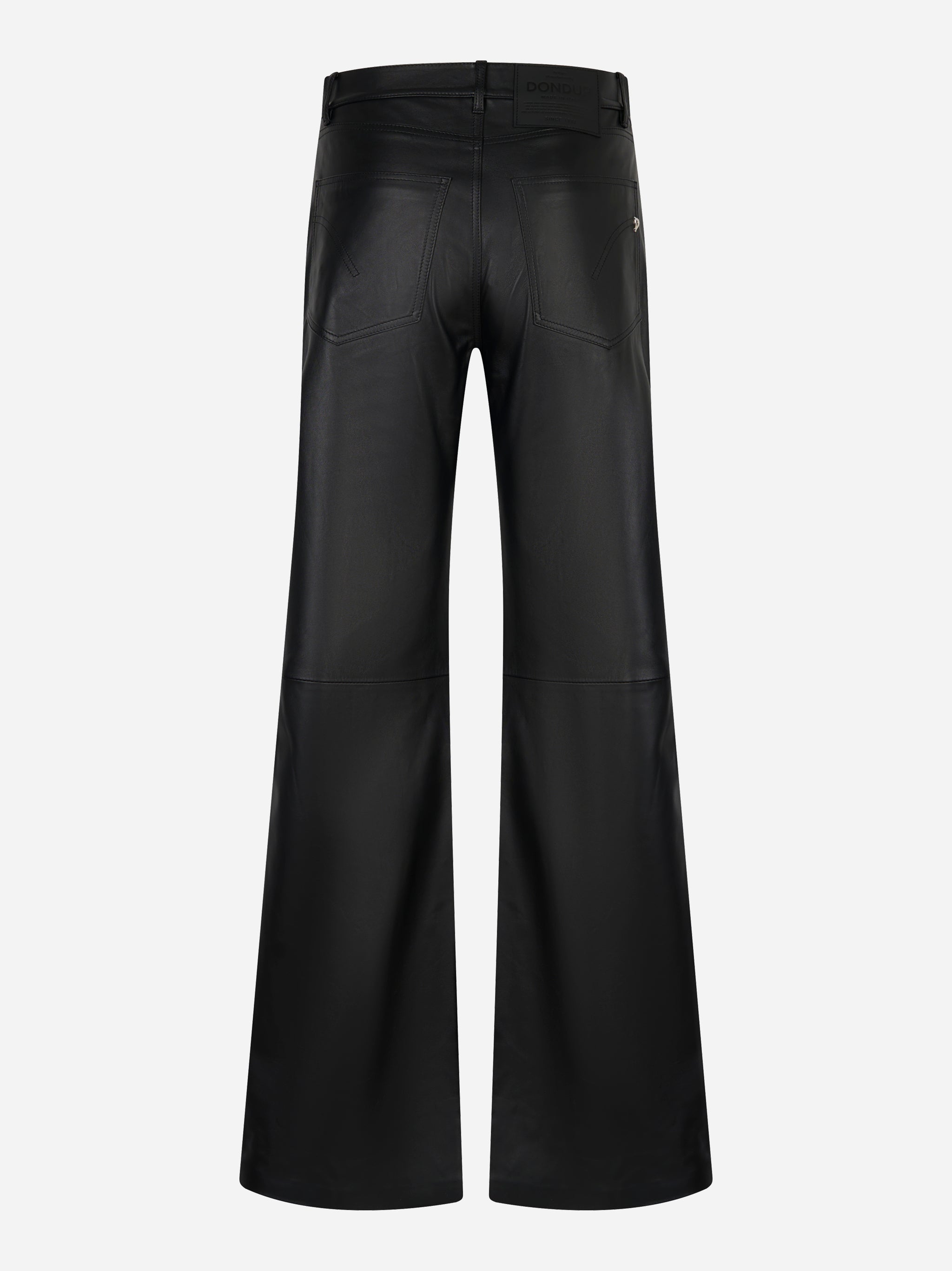 Pantalone Amber Dondup in pelle nera wide leg - retro