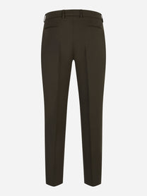 Pantalone sartoriale marrone PT Torino con tasche posteriori a filetto vista retro