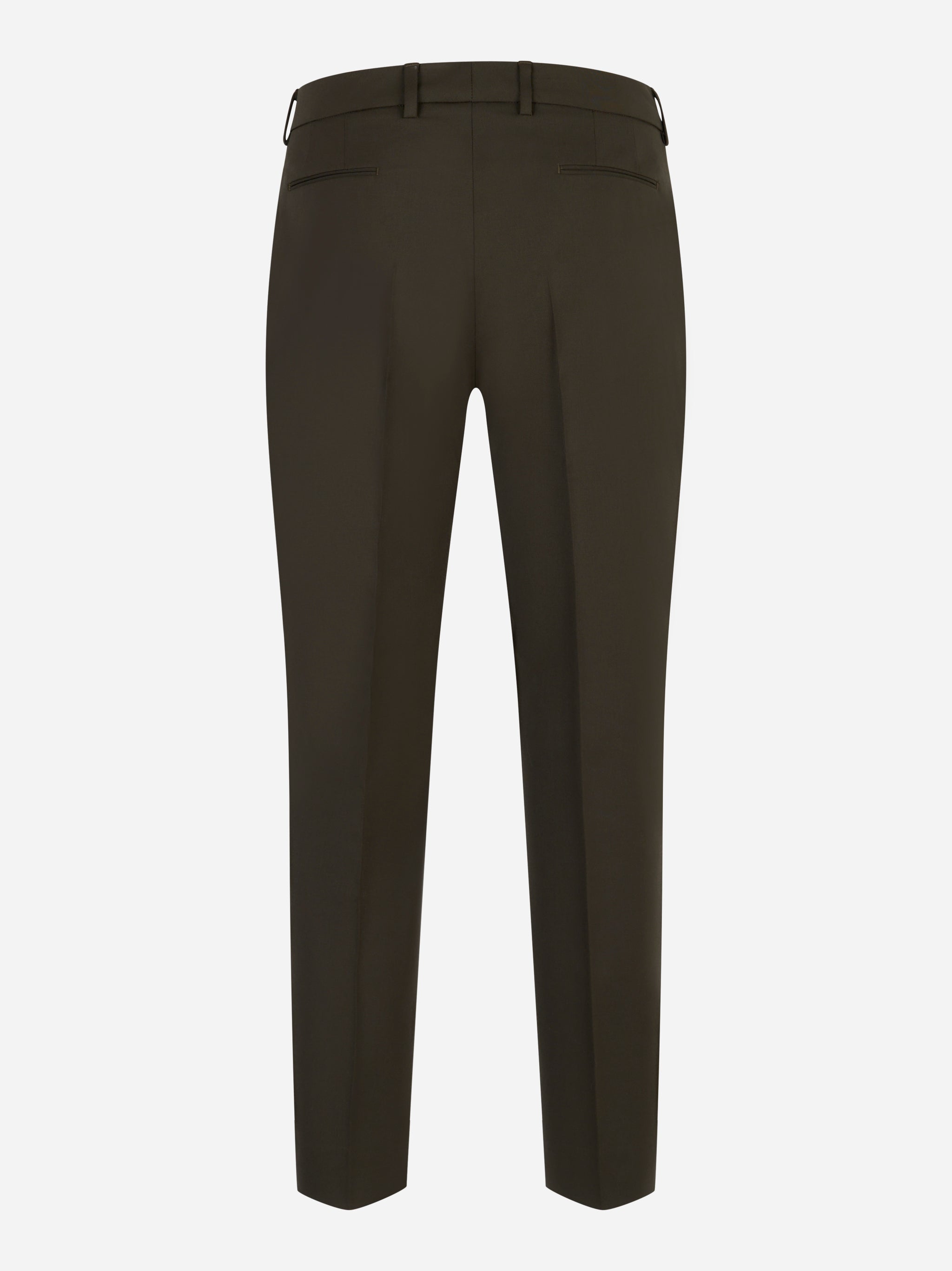 Pantalone sartoriale marrone PT Torino con tasche posteriori a filetto vista retro