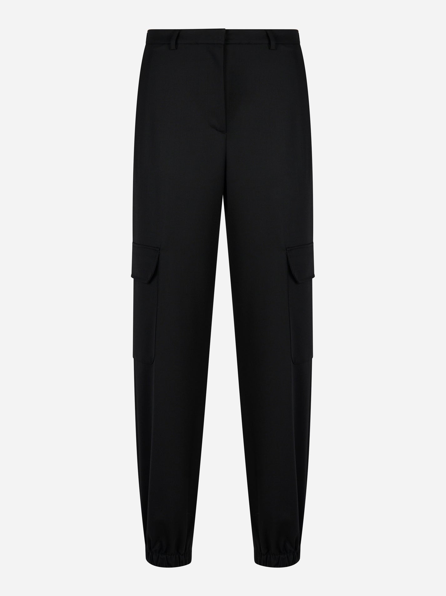 Pantalone cargo Petra in lana tecnica nera PT TORINO vista frontale