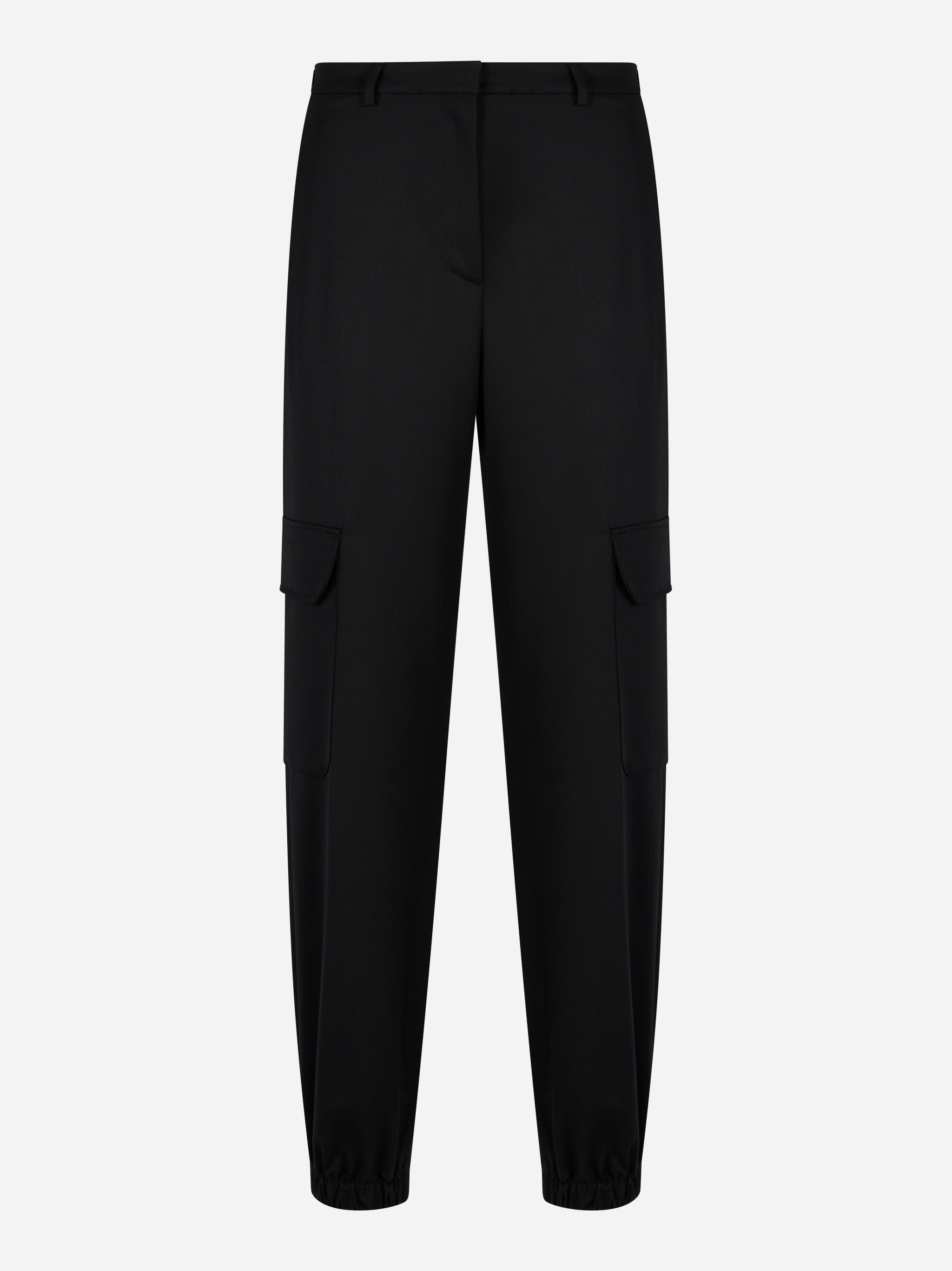 Pantalone cargo Petra in lana tecnica nera PT TORINO vista frontale