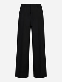 Pantalone Lorenza in flanella nera con righe sottili PT Torino