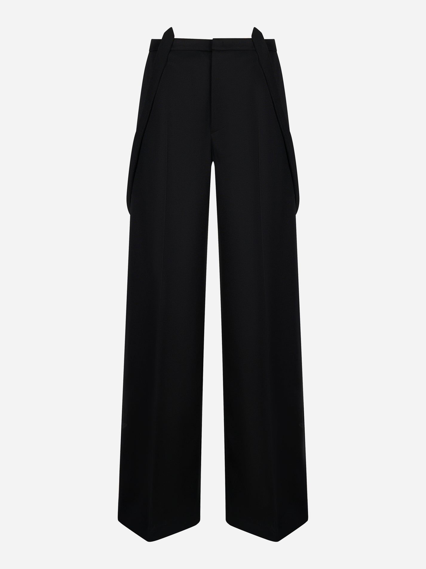Pantalone nero elegante con bretelle removibili Dondup Tecla fronte