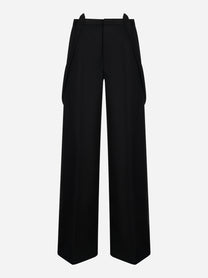 Pantalone nero elegante con bretelle removibili Dondup Tecla fronte