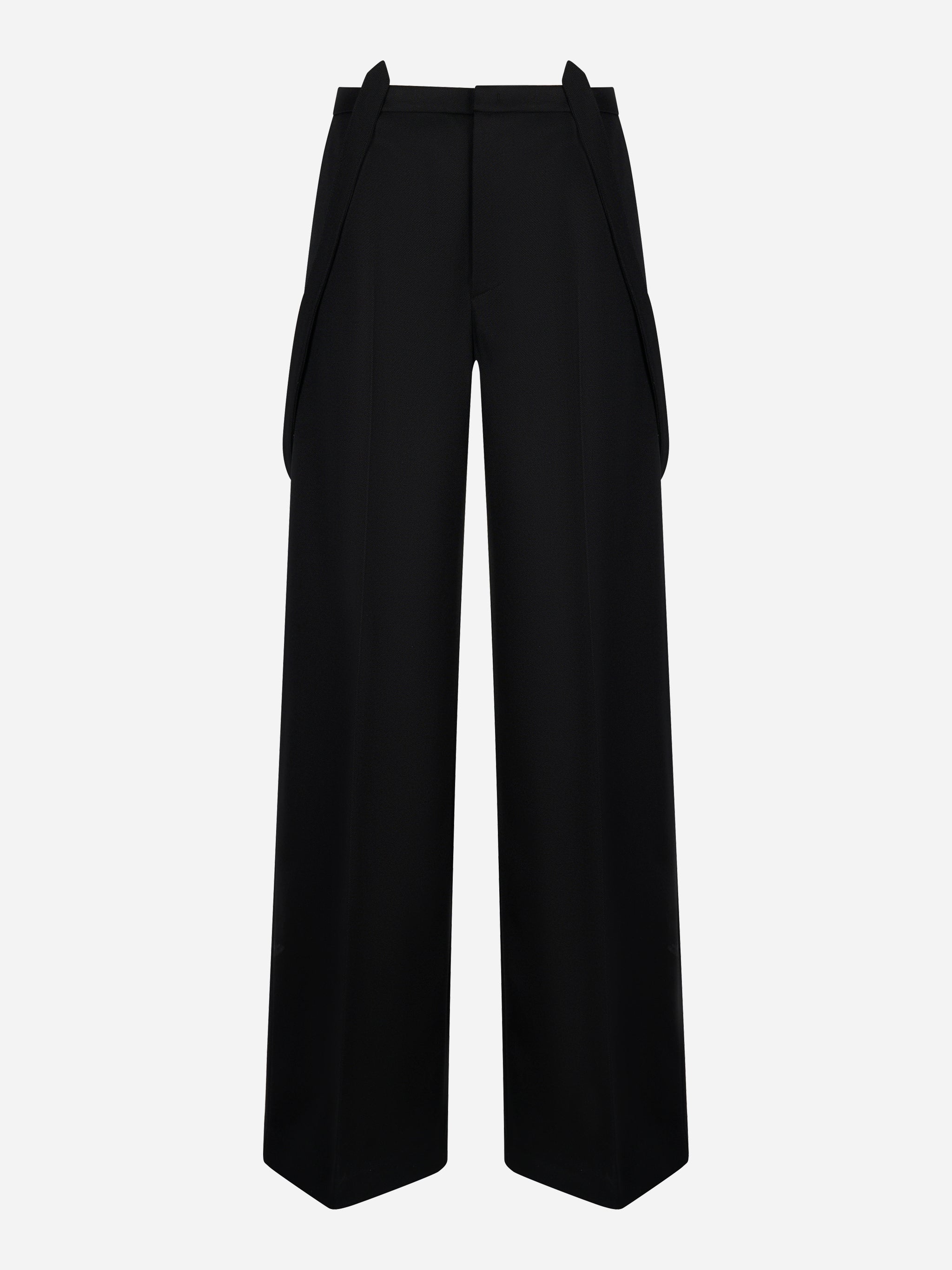 Pantalone nero elegante con bretelle removibili Dondup Tecla fronte