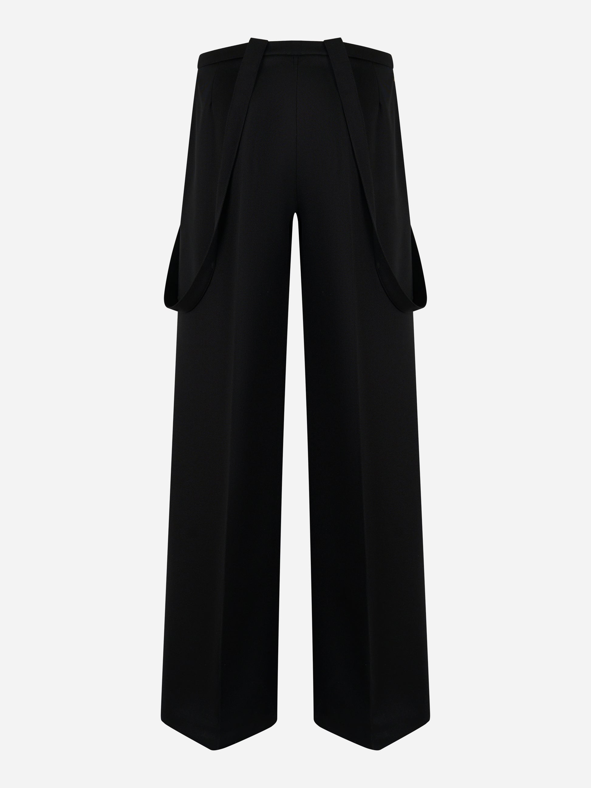 Pantalone nero con taglio sartoriale e bretelle Dondup Tecla retro