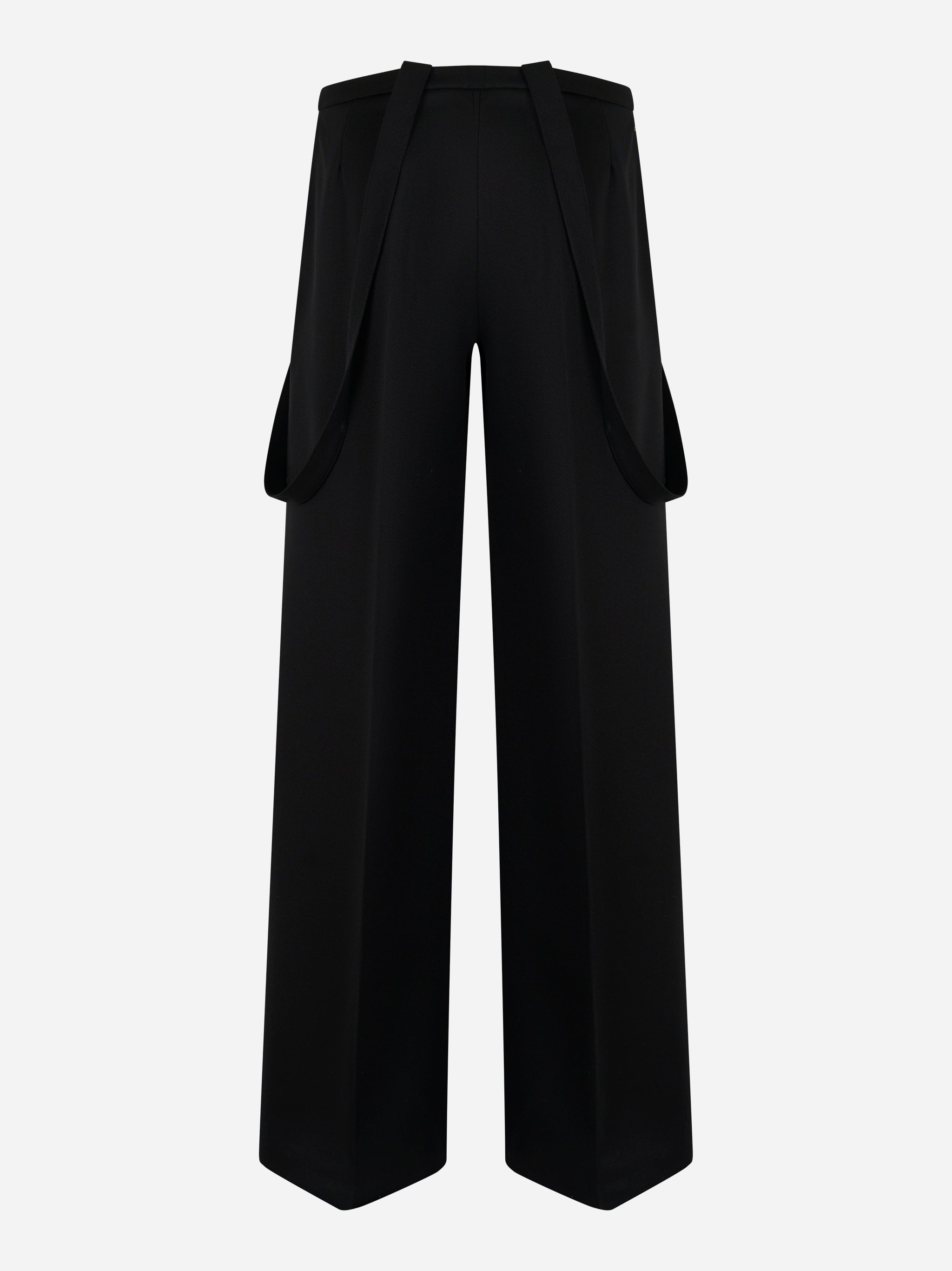 Pantalone nero con taglio sartoriale e bretelle Dondup Tecla retro