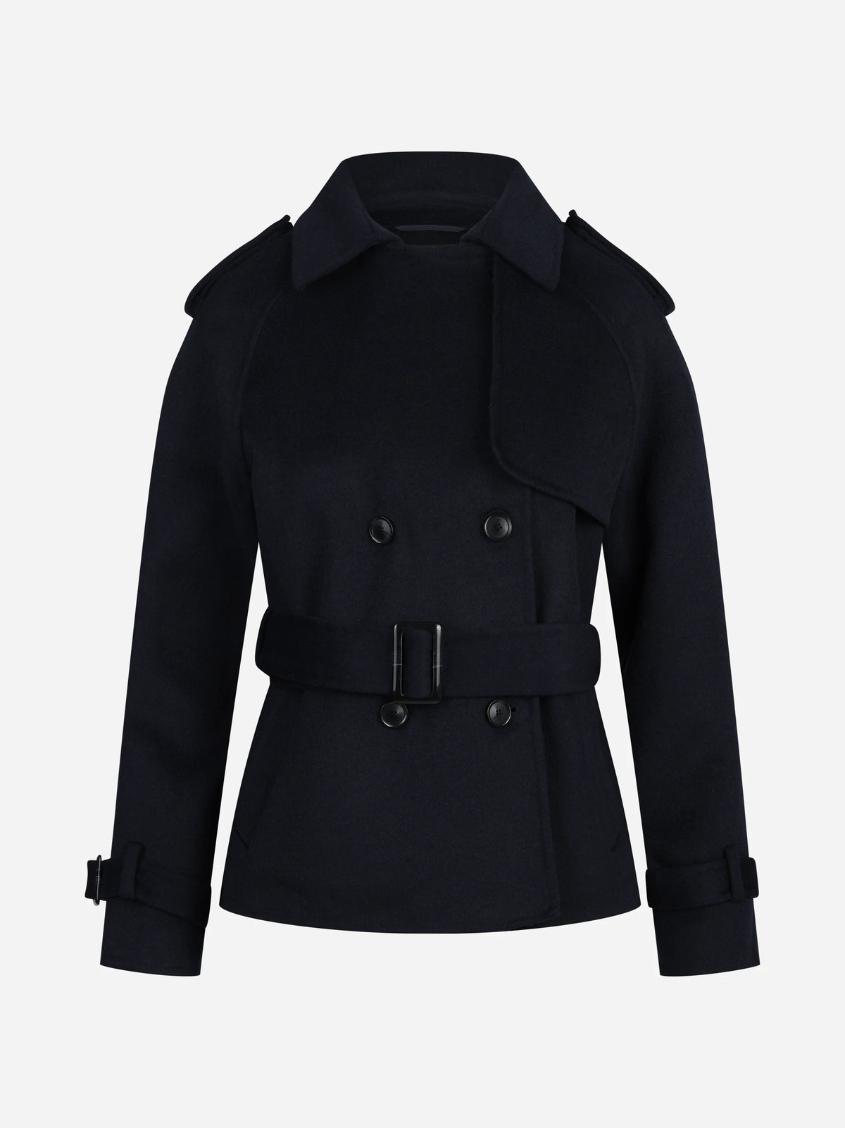 Trench corto Gal con cintura blu PARK PLACE - vista frontale