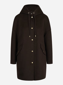 Cappotto Michelle con cappuccio marrone PARK PLACE - vista frontale
