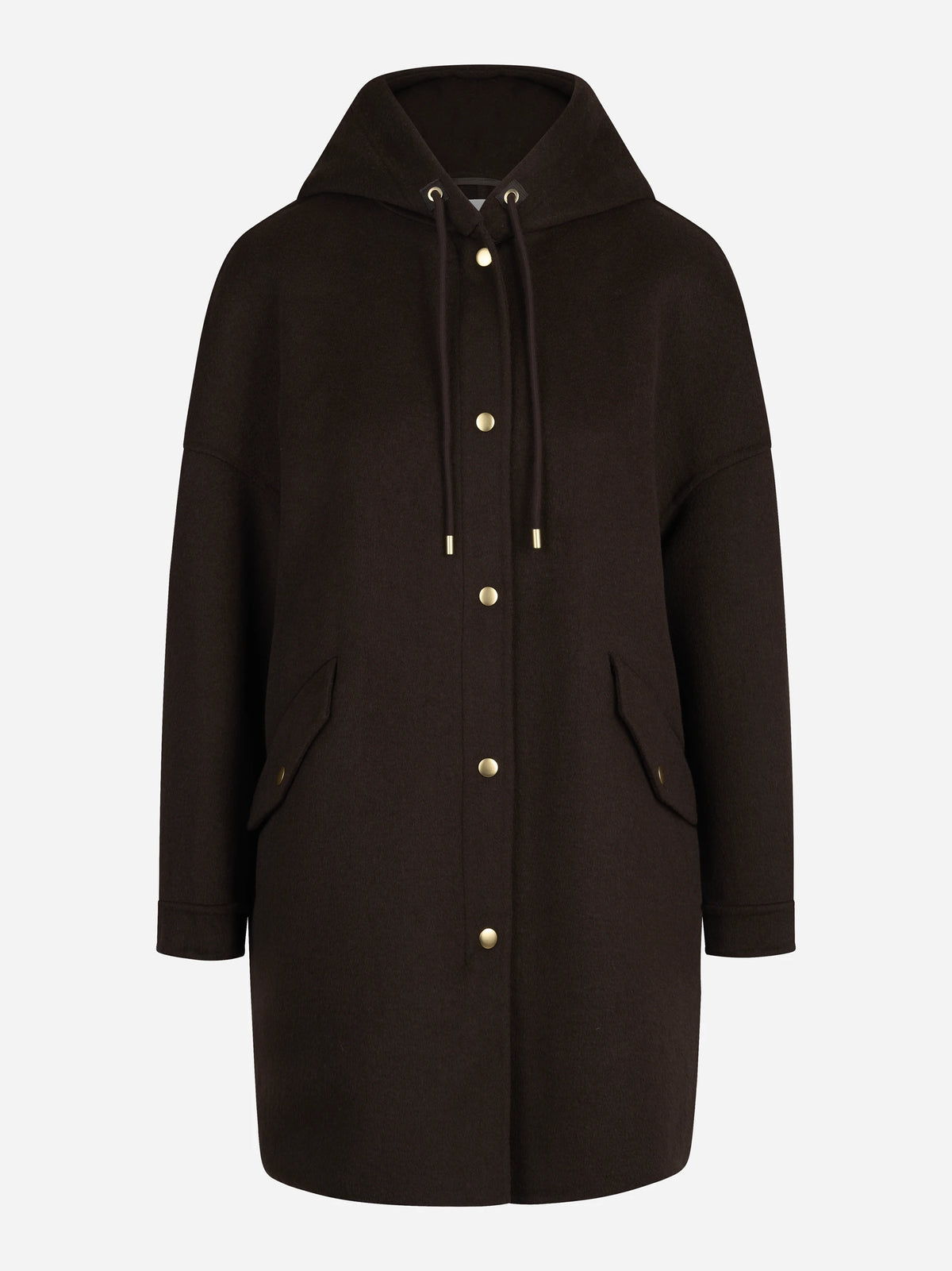 Cappotto Michelle con cappuccio marrone PARK PLACE - vista frontale