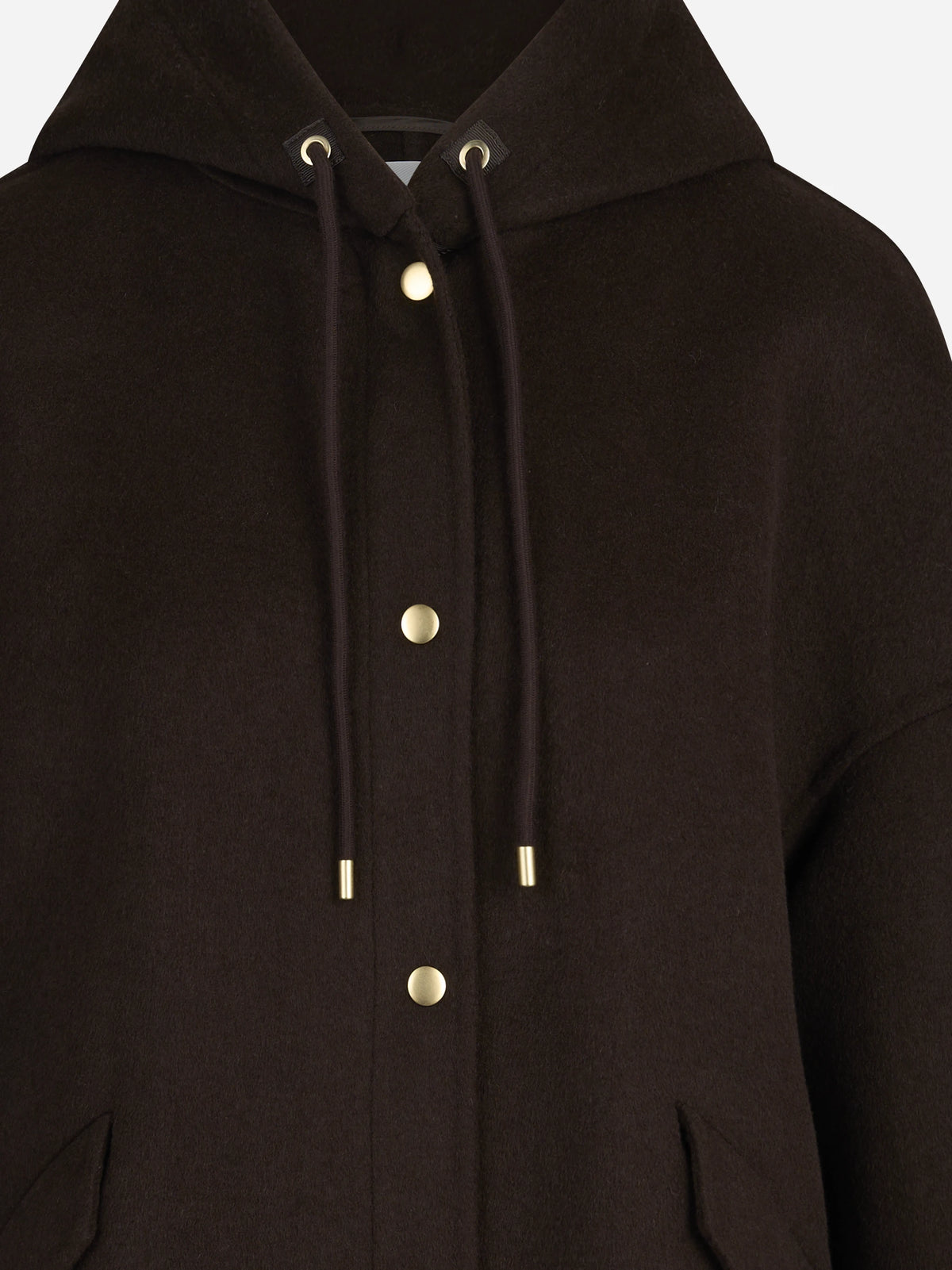 Cappotto Michelle con cappuccio marrone PARK PLACE - dettaglio