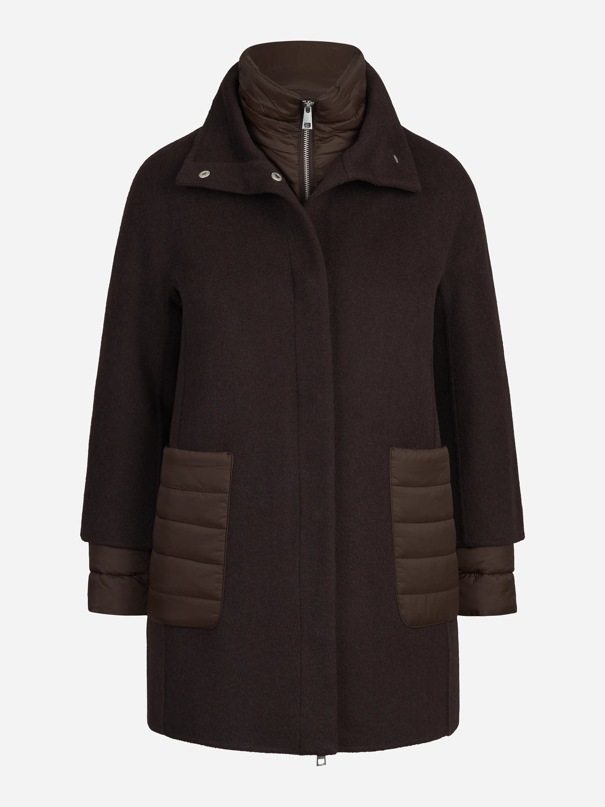 Cappotto Ureshino con interno imbottito marrone - vista frontale