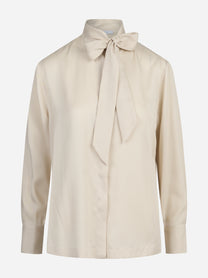 Camicia in lyocell con fiocco beige - vista frontale