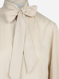 Camicia in lyocell con fiocco beige - dettaglio del prodotto