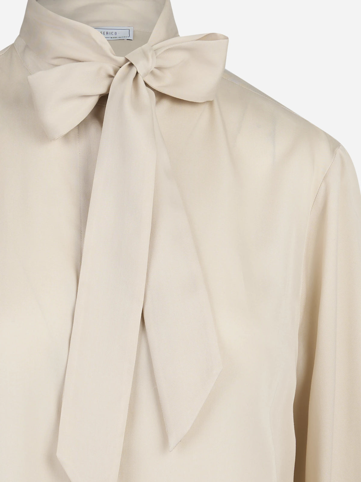 Camicia in lyocell con fiocco beige - dettaglio del prodotto