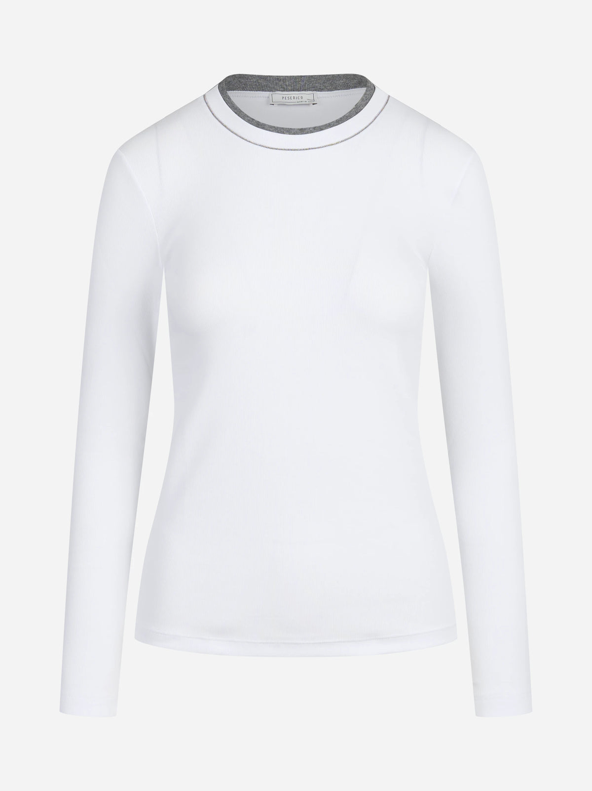 Maglia a microcostine in jersey bianco - vista frontale