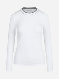 Maglia a microcostine in jersey bianco - vista frontale