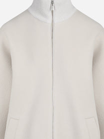 Cappotto con zip in misto lana beige - dettaglio del prodotto