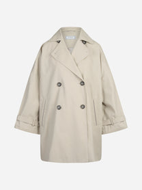 Trench doppiopetto in twill beige - vista frontale