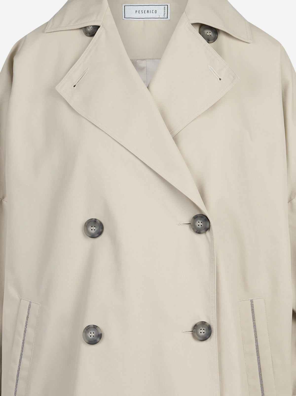 Trench doppiopetto in twill beige - dettaglio del prodotto
