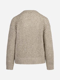 Maglia traforata in misto alpaca beige - vista posteriore