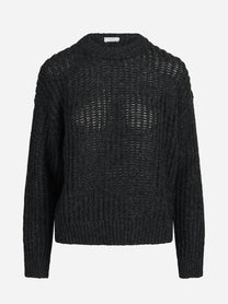 Maglia tricot traforata grigia - vista frontale