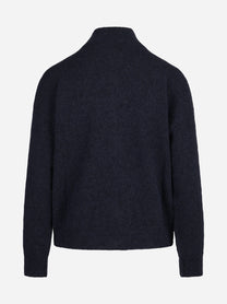 Cardigan con zip e paillettes blu - vista posteriore